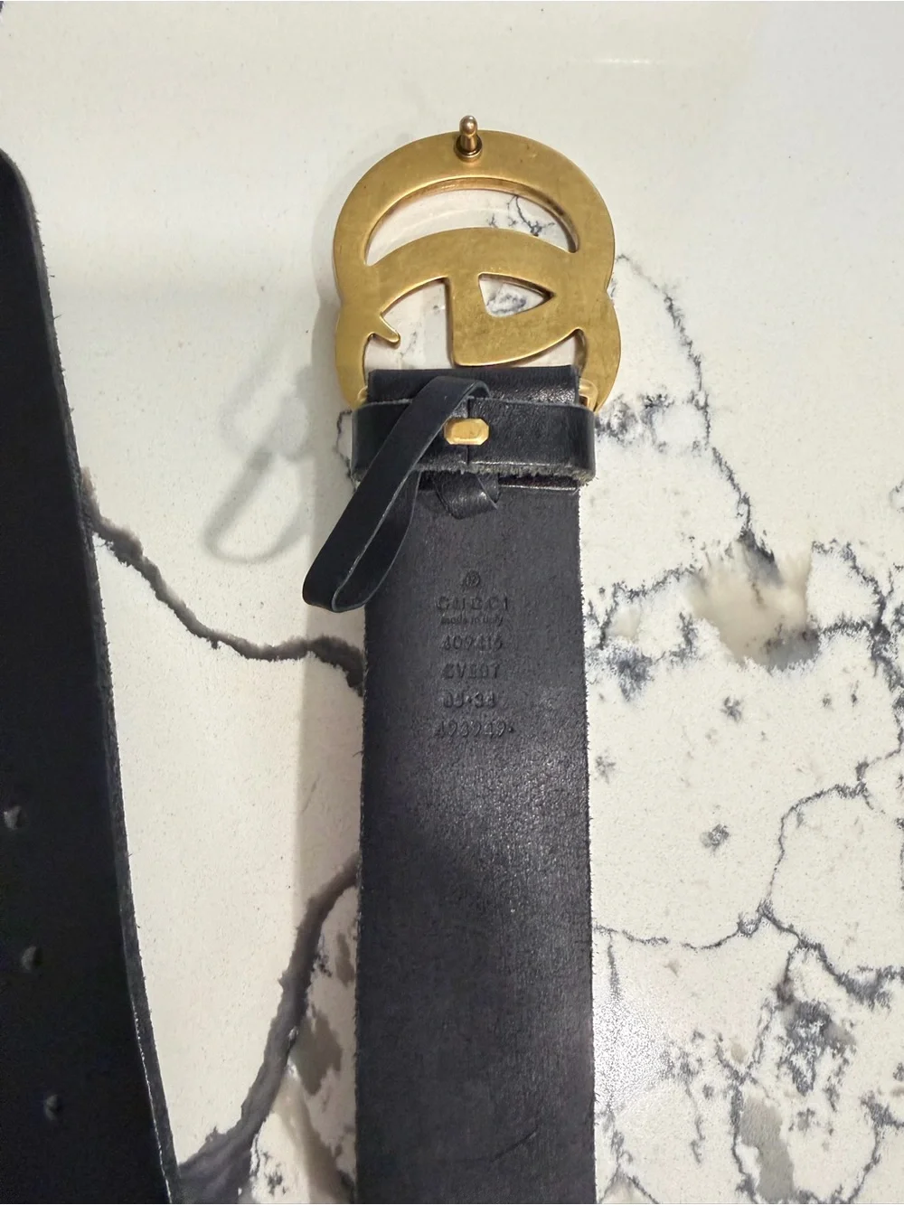 Gucci Black Leather Belt with Gold Double G Buckle